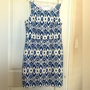 NYT Fresh blue and white patterned sheath